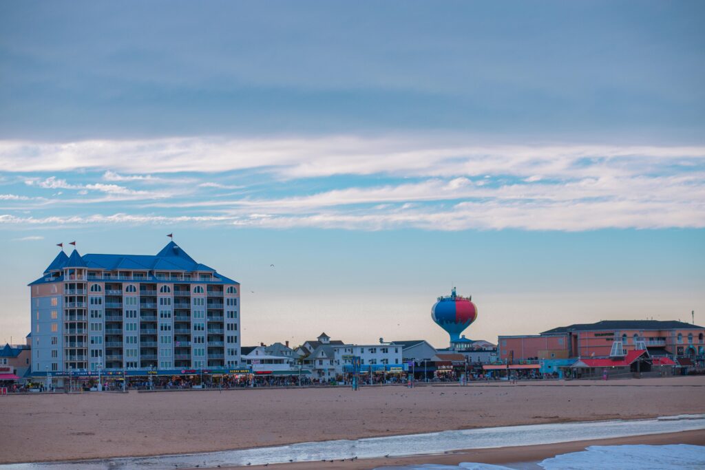 A view from the boardwalk in Ocean City, Maryland.