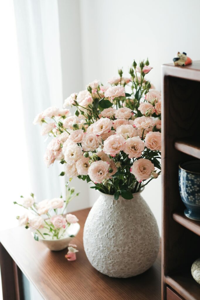 Fresh flowers in a home setting.