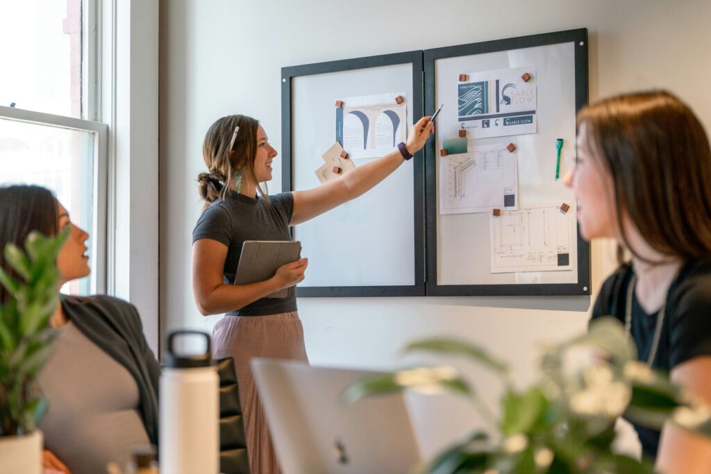 Leader unlocking creativity at a business meeting.