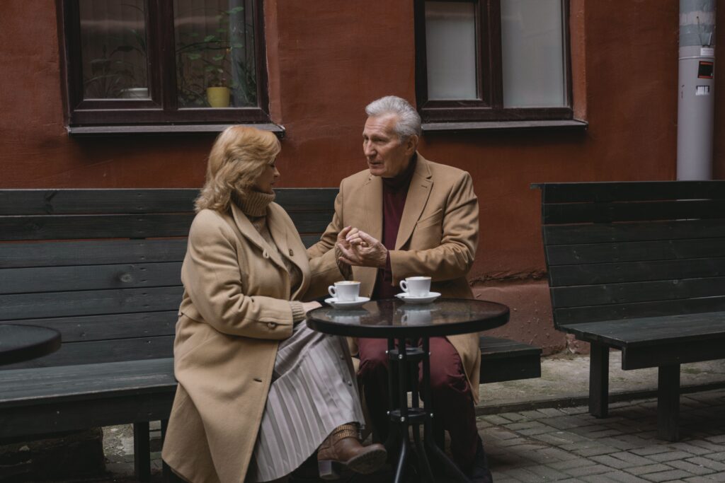 An older couple finding connection.