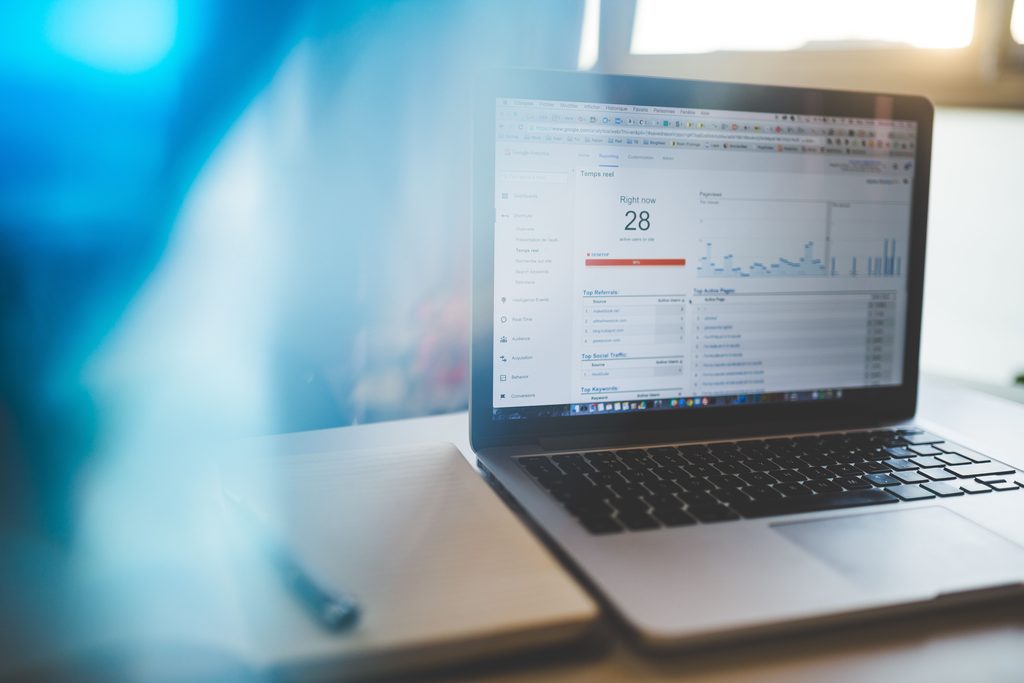 Laptop screen showing SEO strategy.