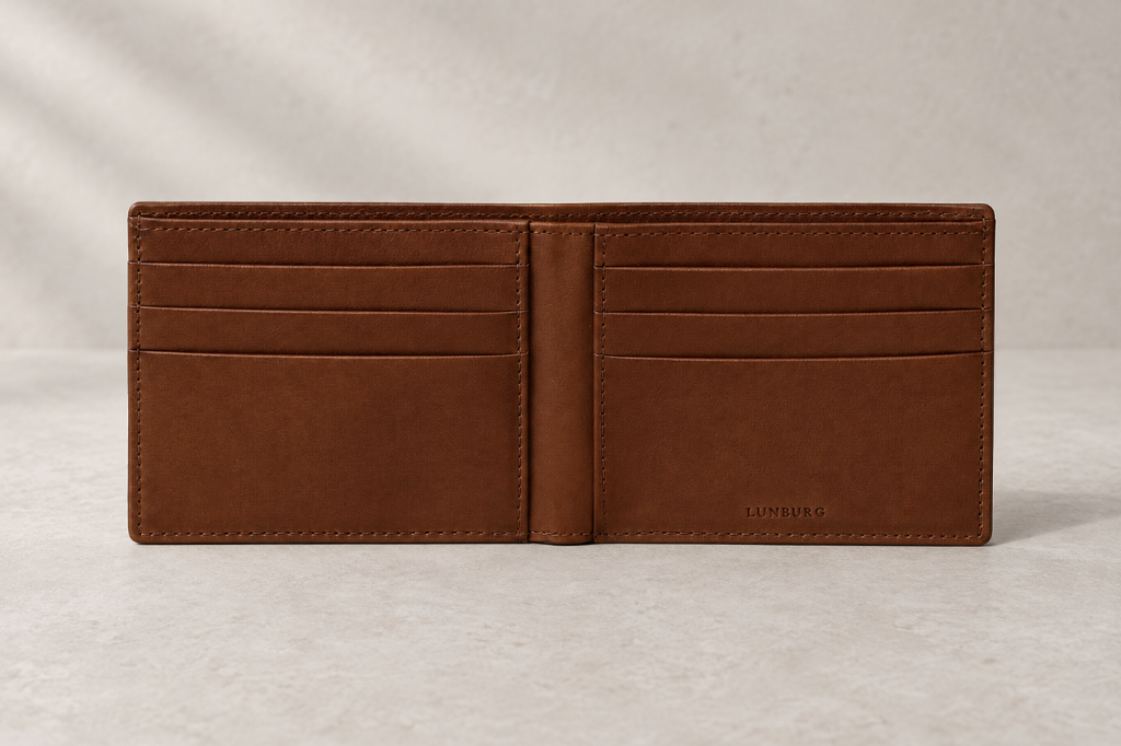 The Horizontal Wallet’s six visible card slots, shown in an illustration based on its product references.