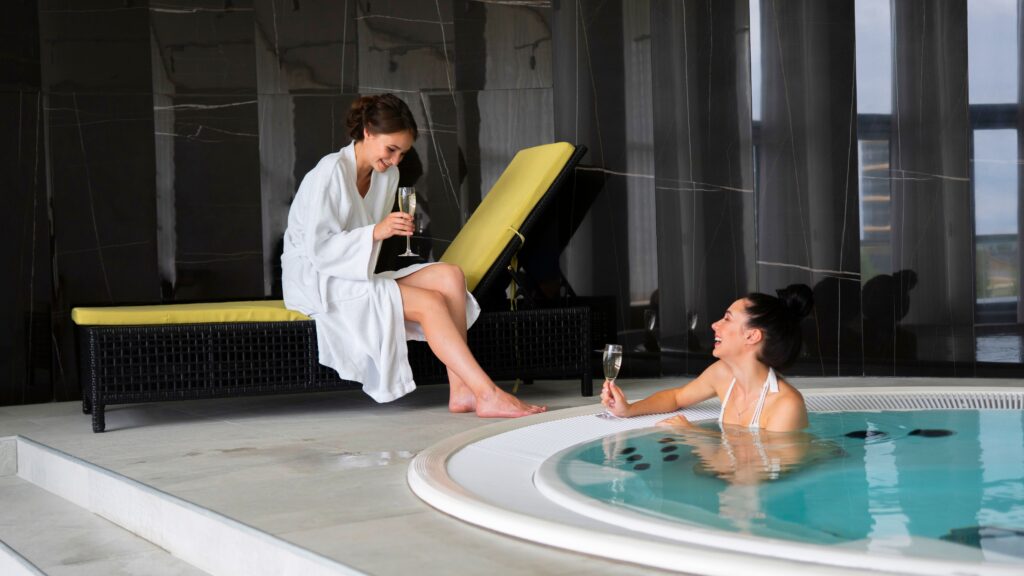 Two girls enjoying a spa break